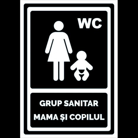 Indicator negru pentru grup sanitar mama si copilul